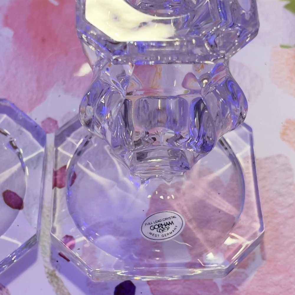 Gorham Crystal Candle Holder - Elegant Clear Design